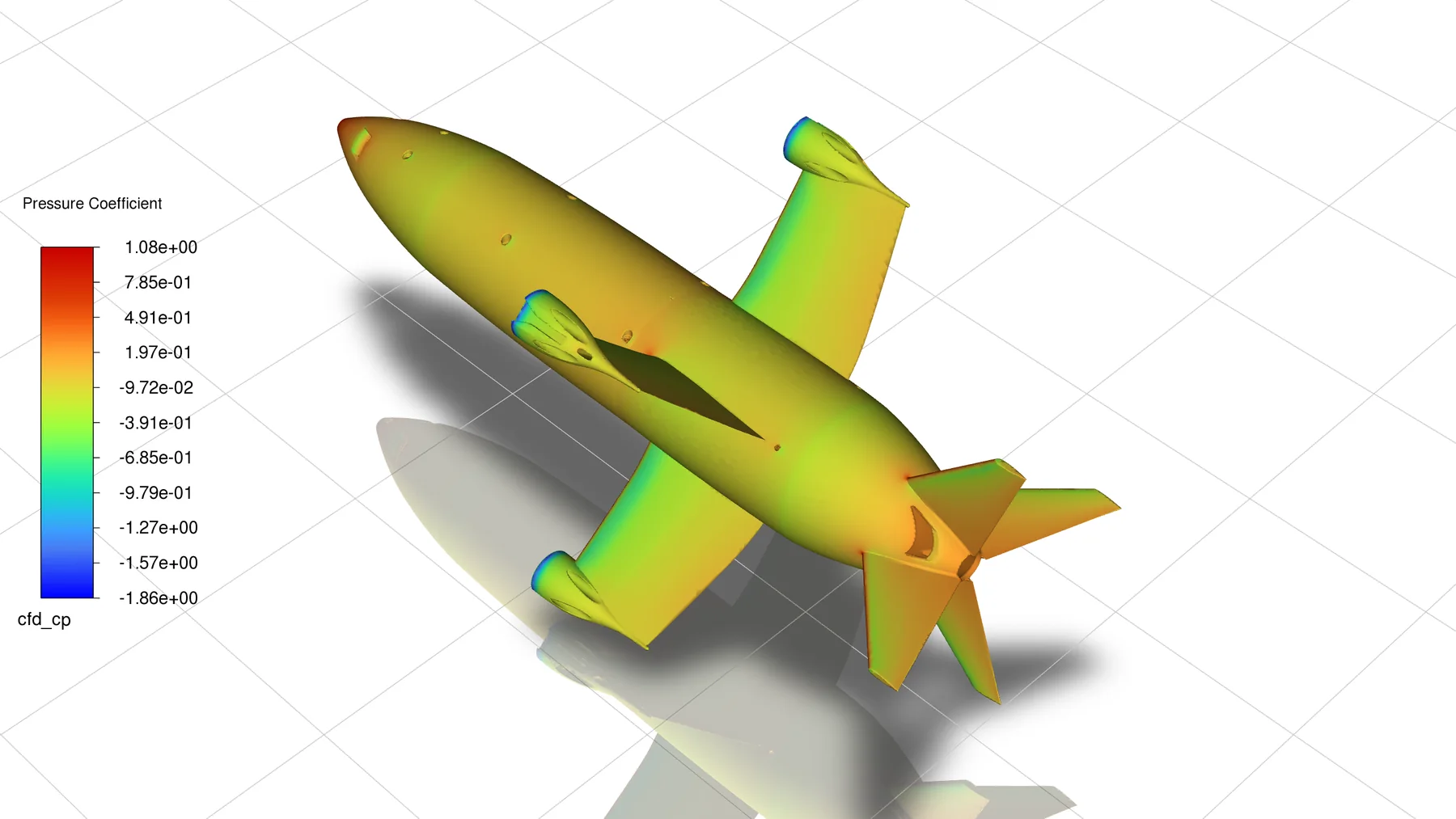 Ansys Fluent pressure coefficient result on a VTOL drone model