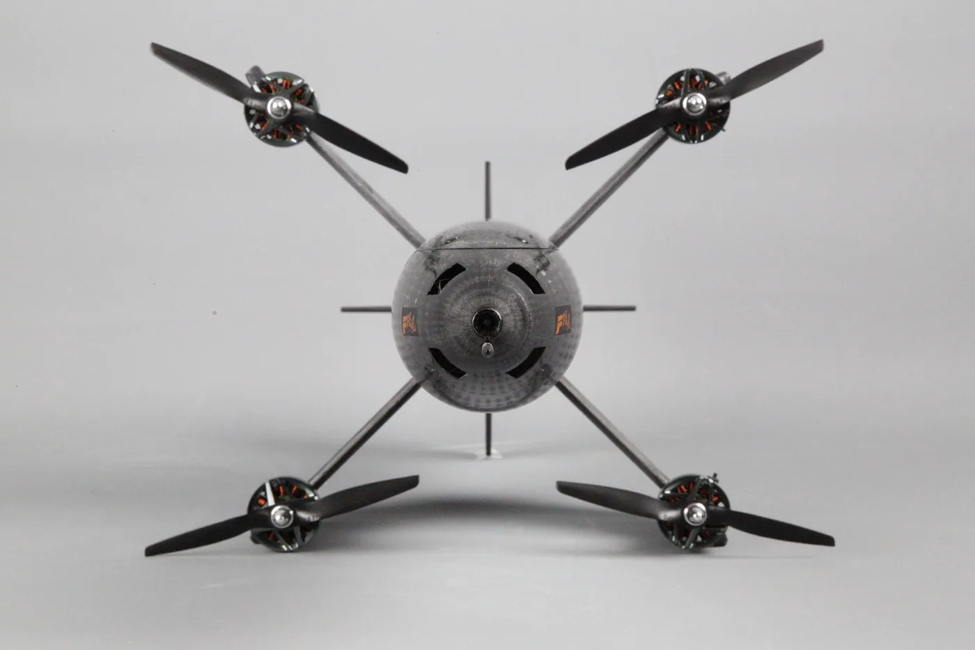 Javelin high-speed VTOL tail-sitter drone, front view with four motors in an X