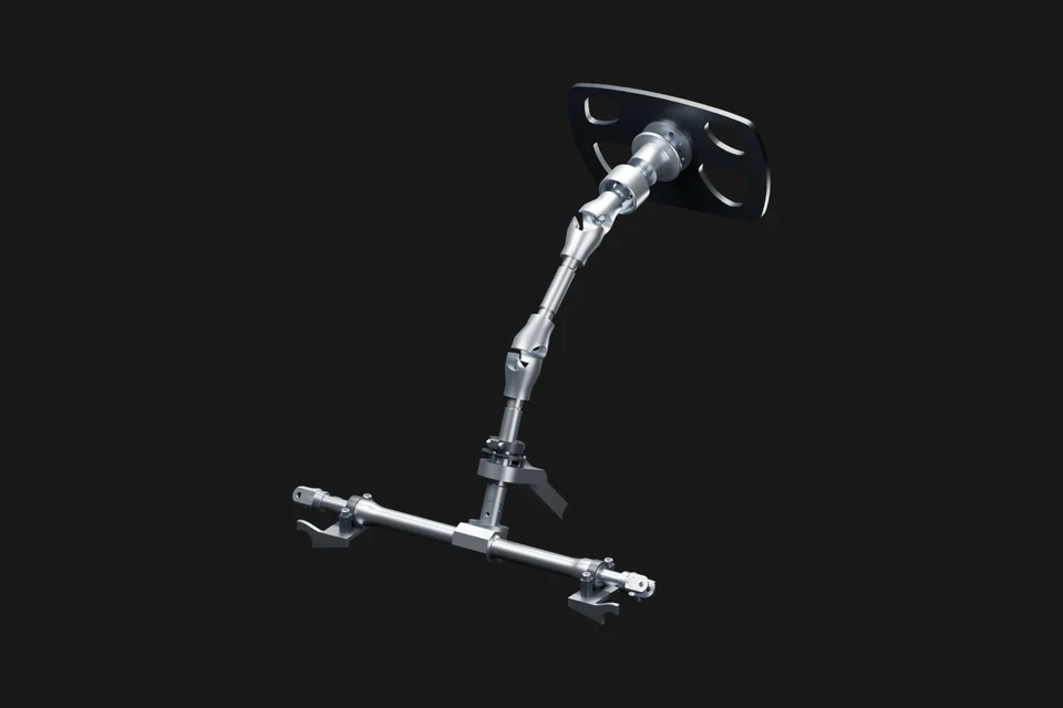 Steering wheel, column, universal joints and rack in their neutral position.