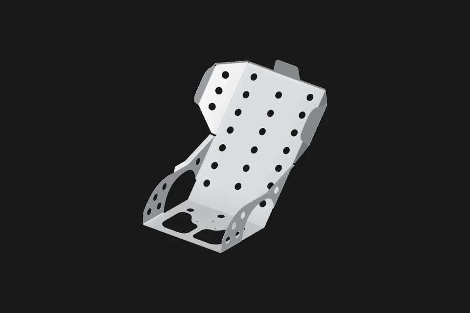 Folded and perforated aluminum driver seat.