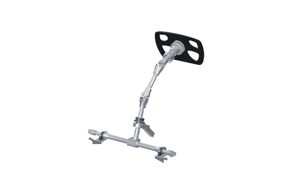 Steering wheel, column, universal joints and rack in their neutral position.