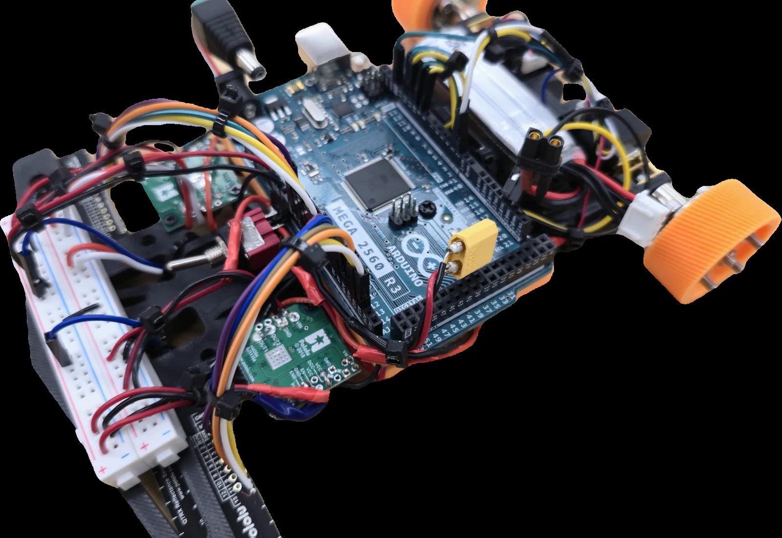 Compact line follower robot with Arduino Mega and wiring