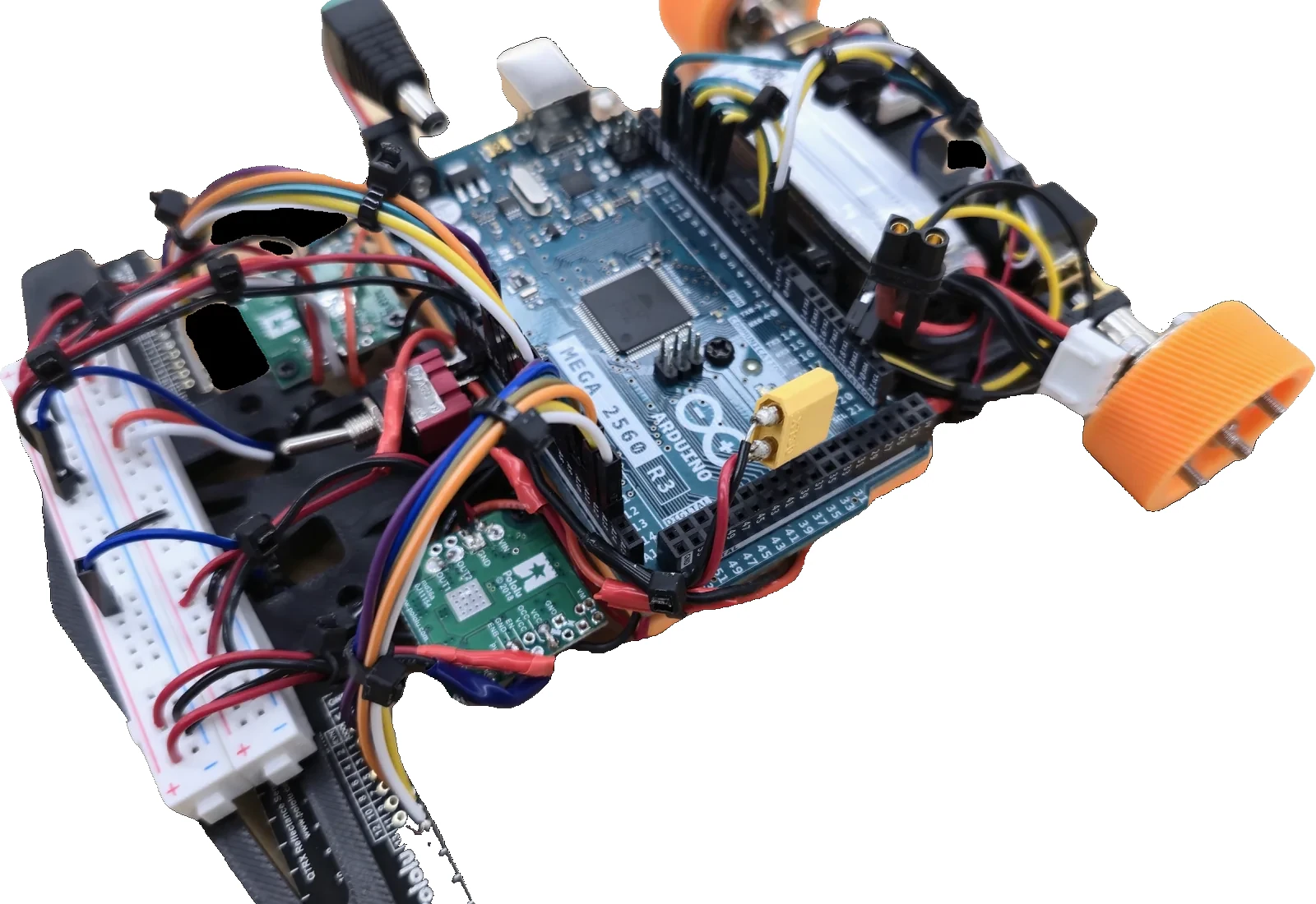 Compact line follower robot with Arduino Mega and wiring