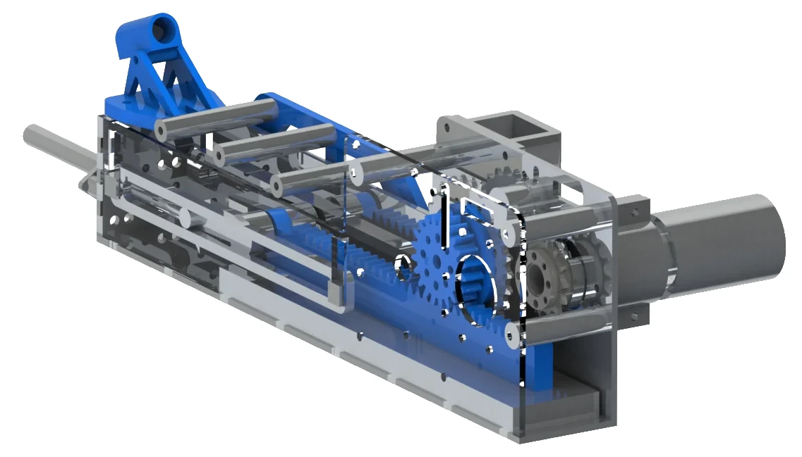 CAD render of Pool Sniper cue launcher