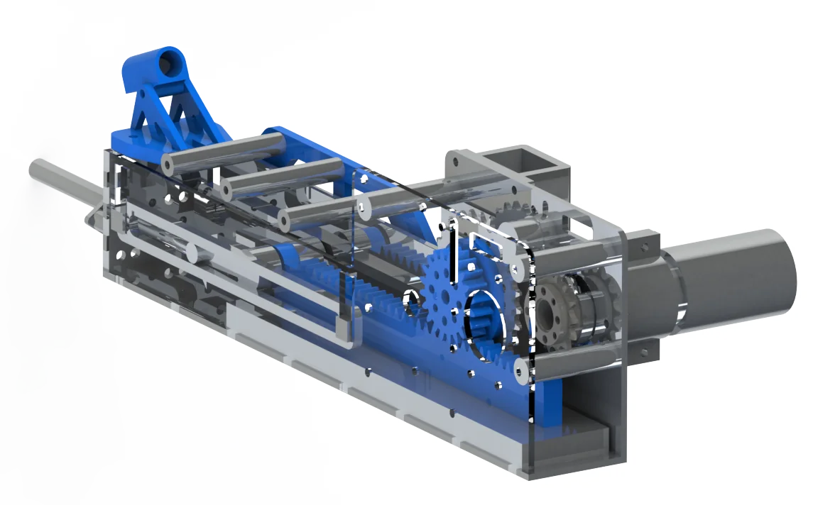 CAD render of Pool Sniper cue launcher