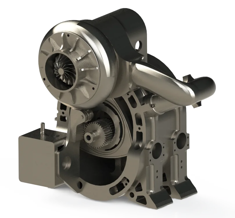 CAD render of a Wankel engine replica